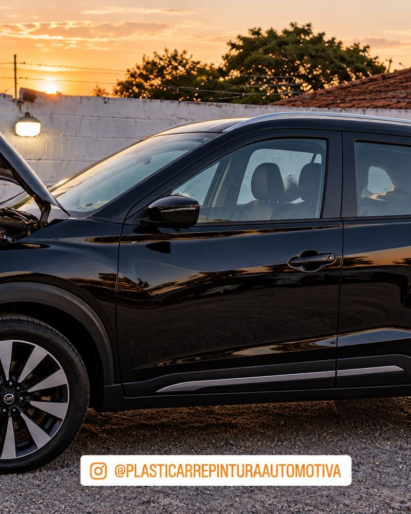 Nissan Kicks preto com pintura polida na Plásticar